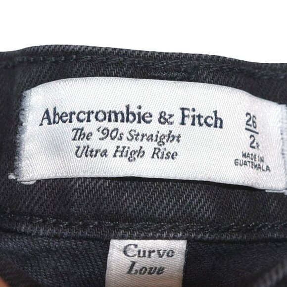 Abercrombie & Fitch Black Faded 90s Straight Curve Love Jeans Sz 26 / 2R - Picture 3 of 6
